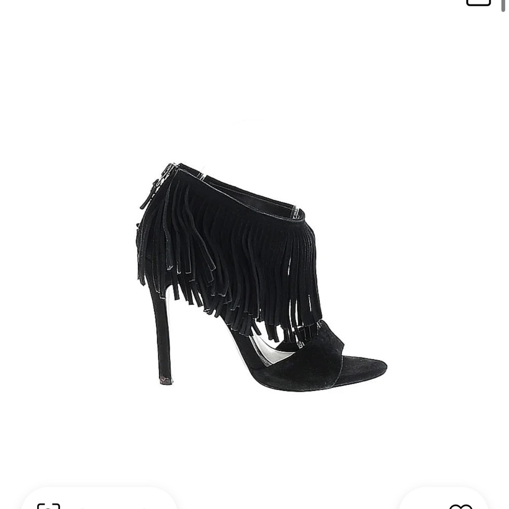 Alice + Olivia Fringe Black Stiletto Heels